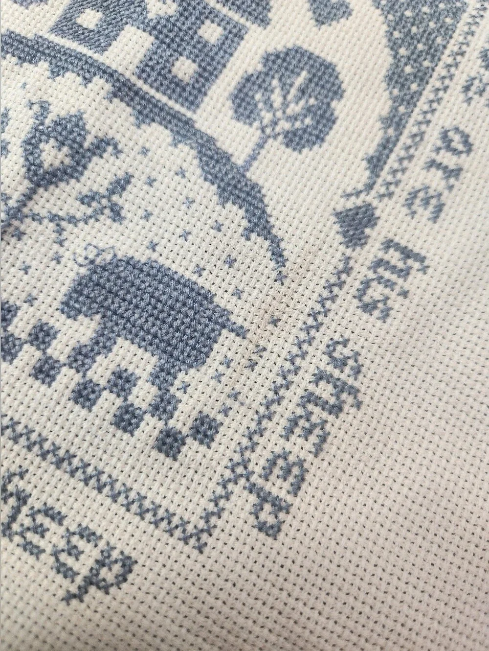 Vintage Handmade Cross Stitch Pillow Cover 